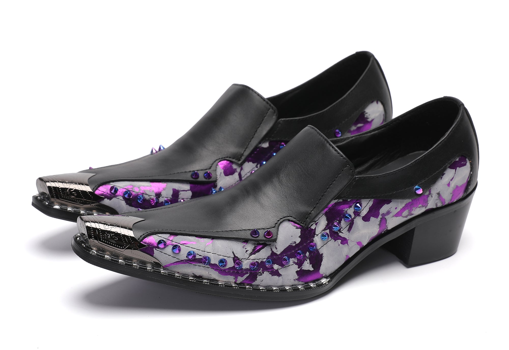 Men's Metal-Tip Toe Western Beads Penny Loafers