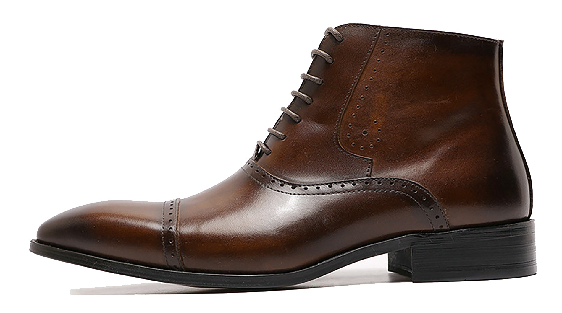 Botas Oxford de vestir semibrogues hechas a mano para hombre