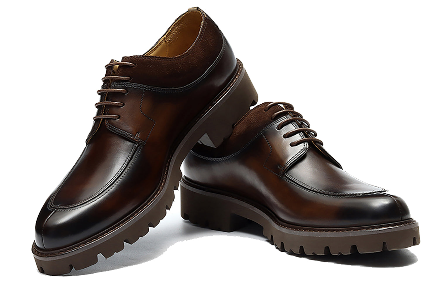 Men's  Genuine Leather Tuxedo Derby Thick Sole Shoes