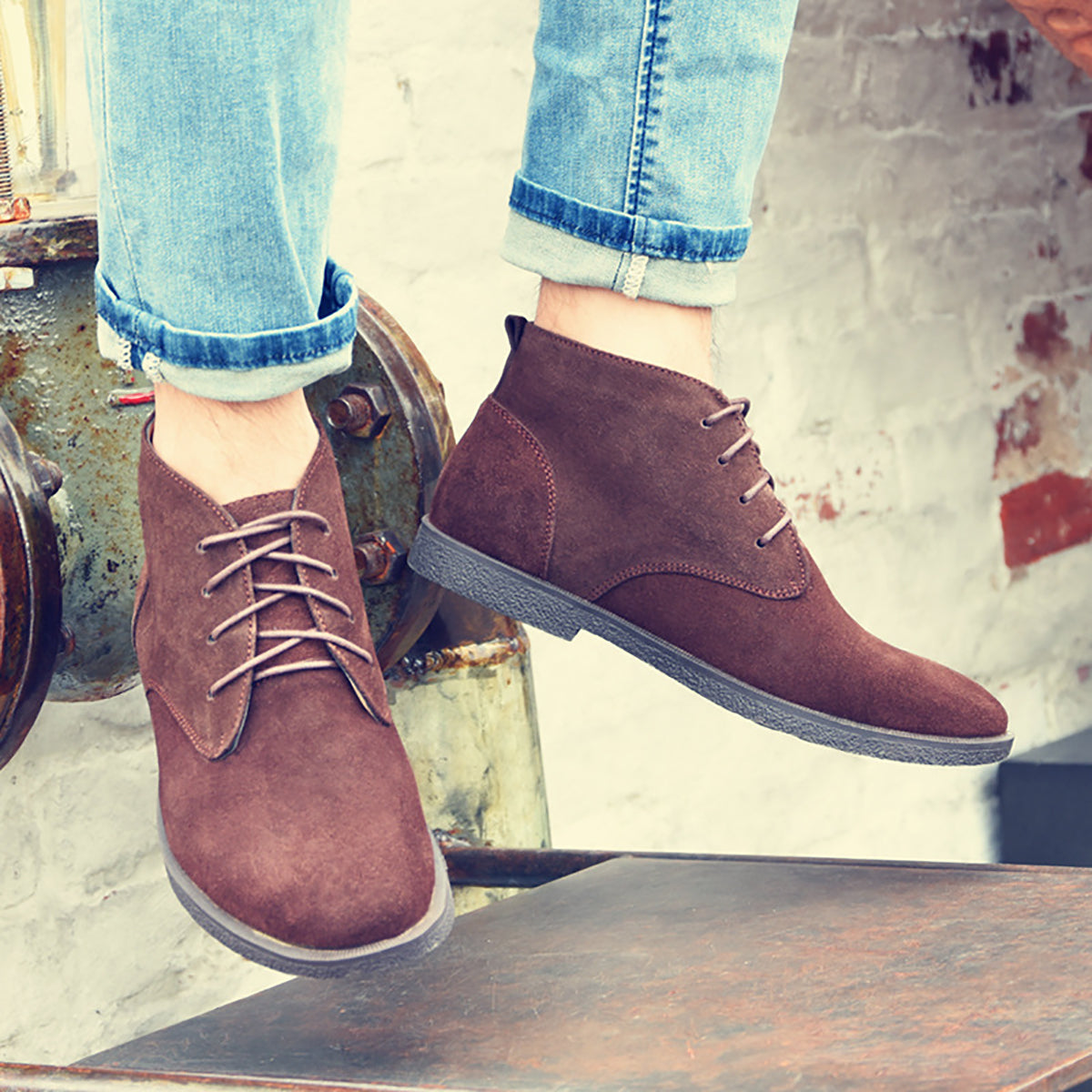 Men's Tuxedo Genuine Suede Derby Boots