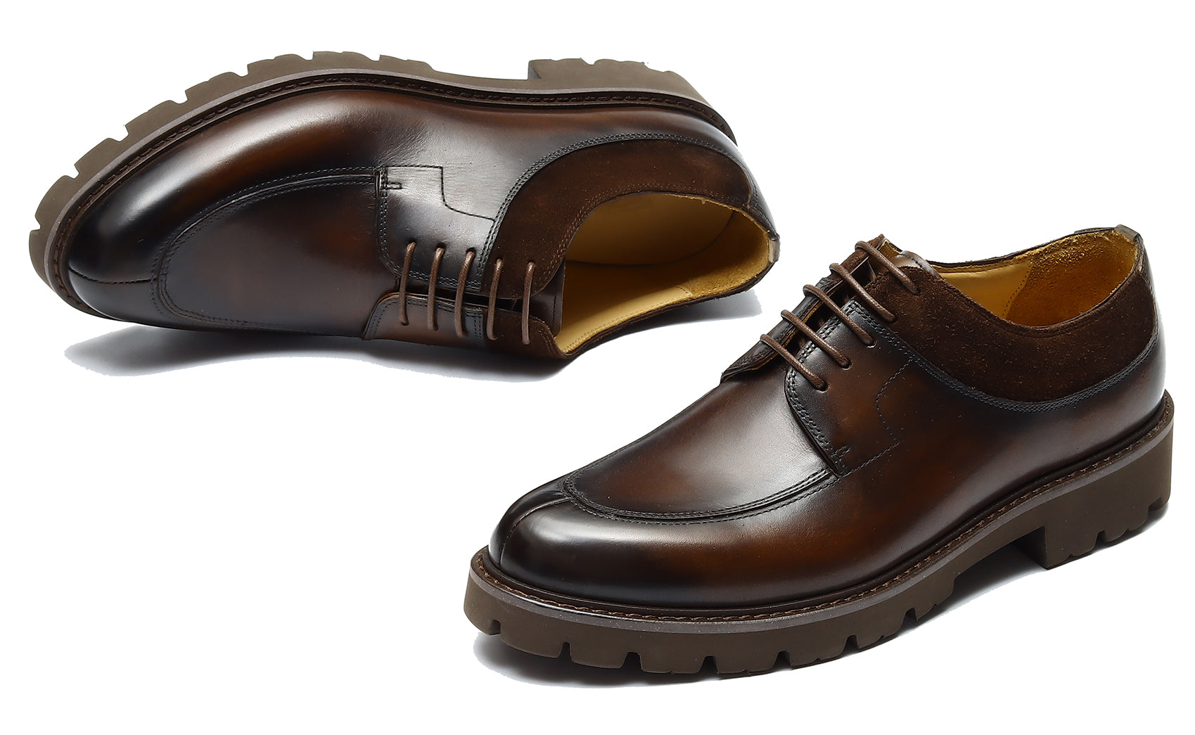 Men's  Genuine Leather Tuxedo Derby Thick Sole Shoes