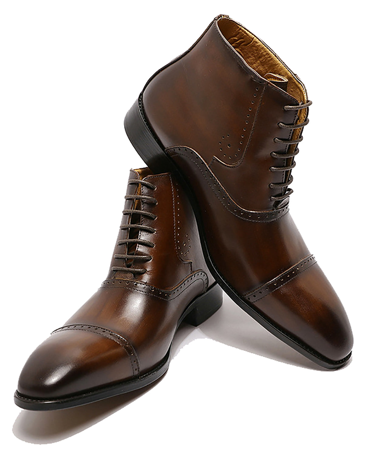 Botas Oxford de vestir semibrogues hechas a mano para hombre