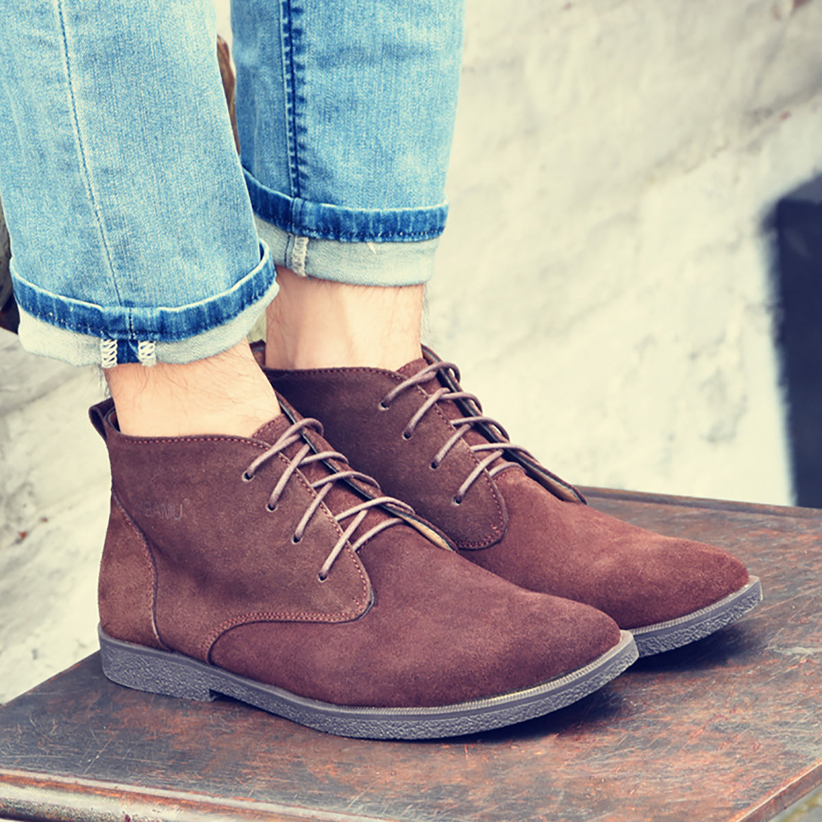 Men's Tuxedo Genuine Suede Derby Boots