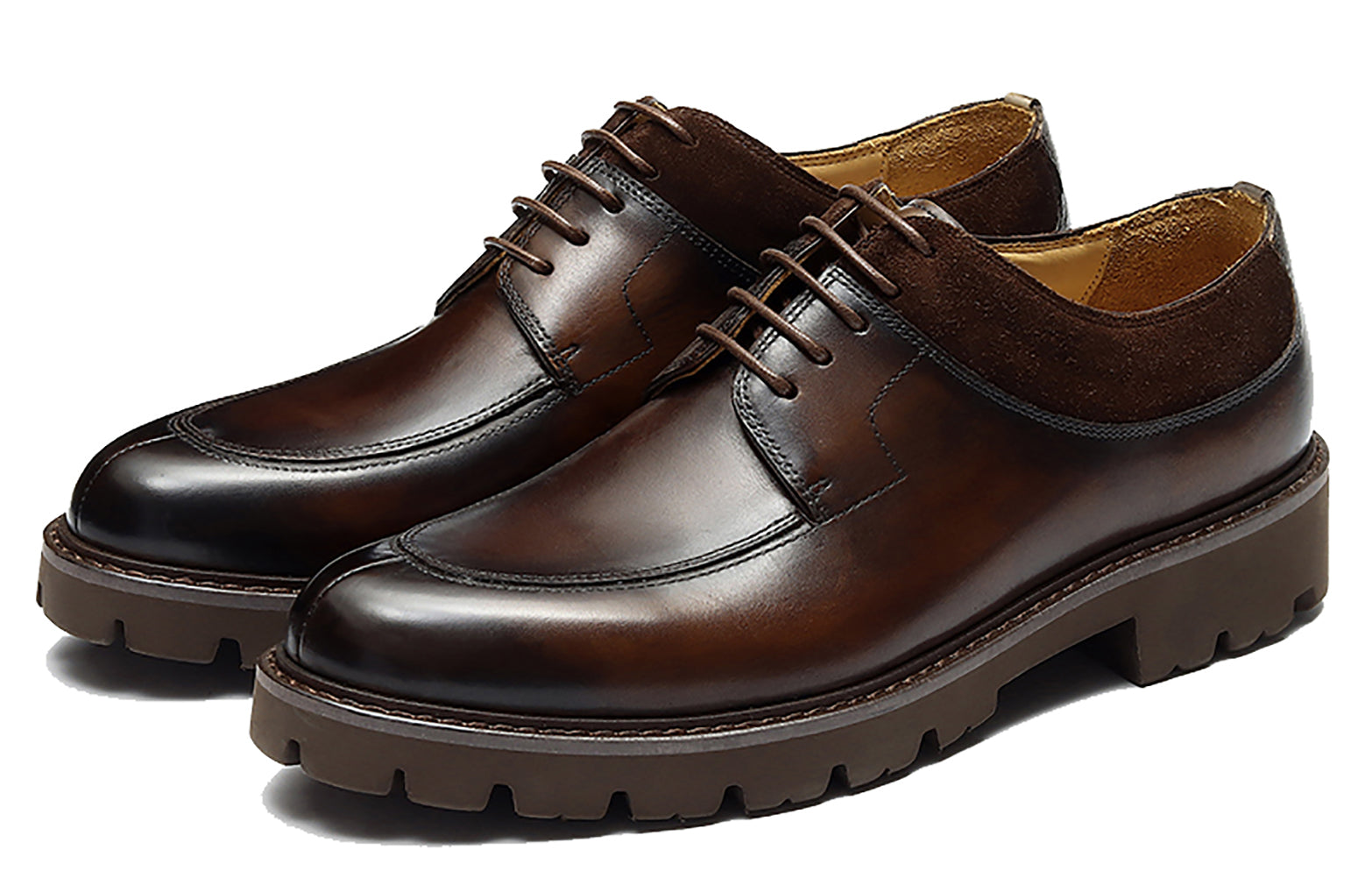 Men's  Genuine Leather Tuxedo Derby Thick Sole Shoes