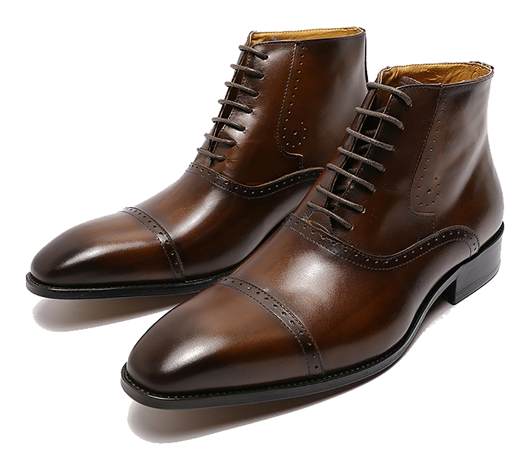 Botas Oxford de vestir semibrogues hechas a mano para hombre