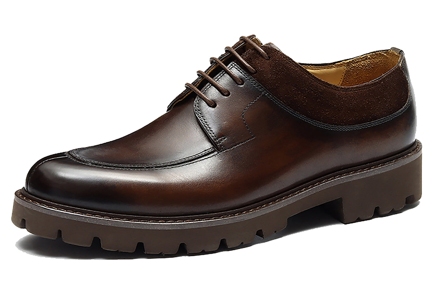 Men's  Genuine Leather Tuxedo Derby Thick Sole Shoes