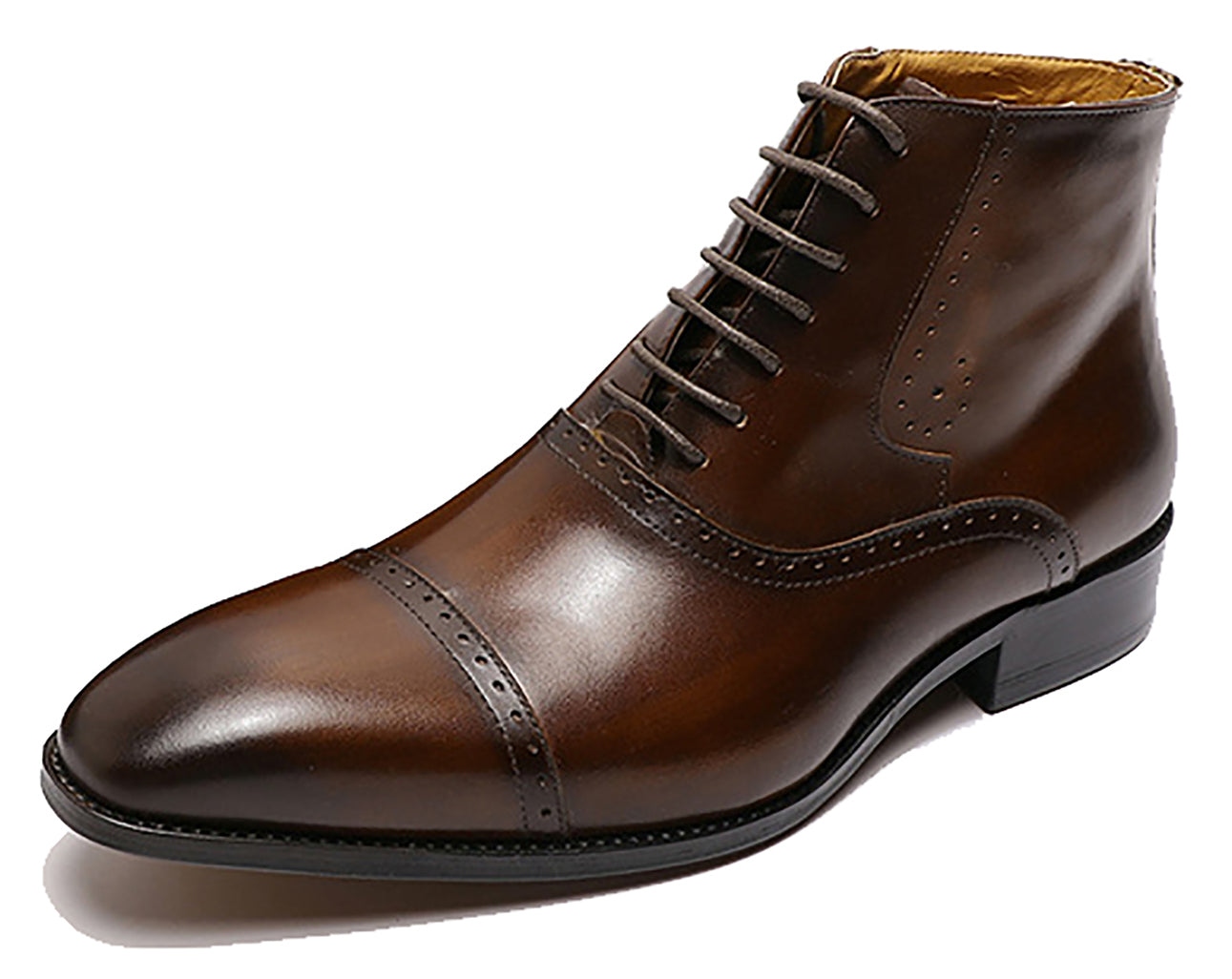 Botas Oxford de vestir semibrogues hechas a mano para hombre