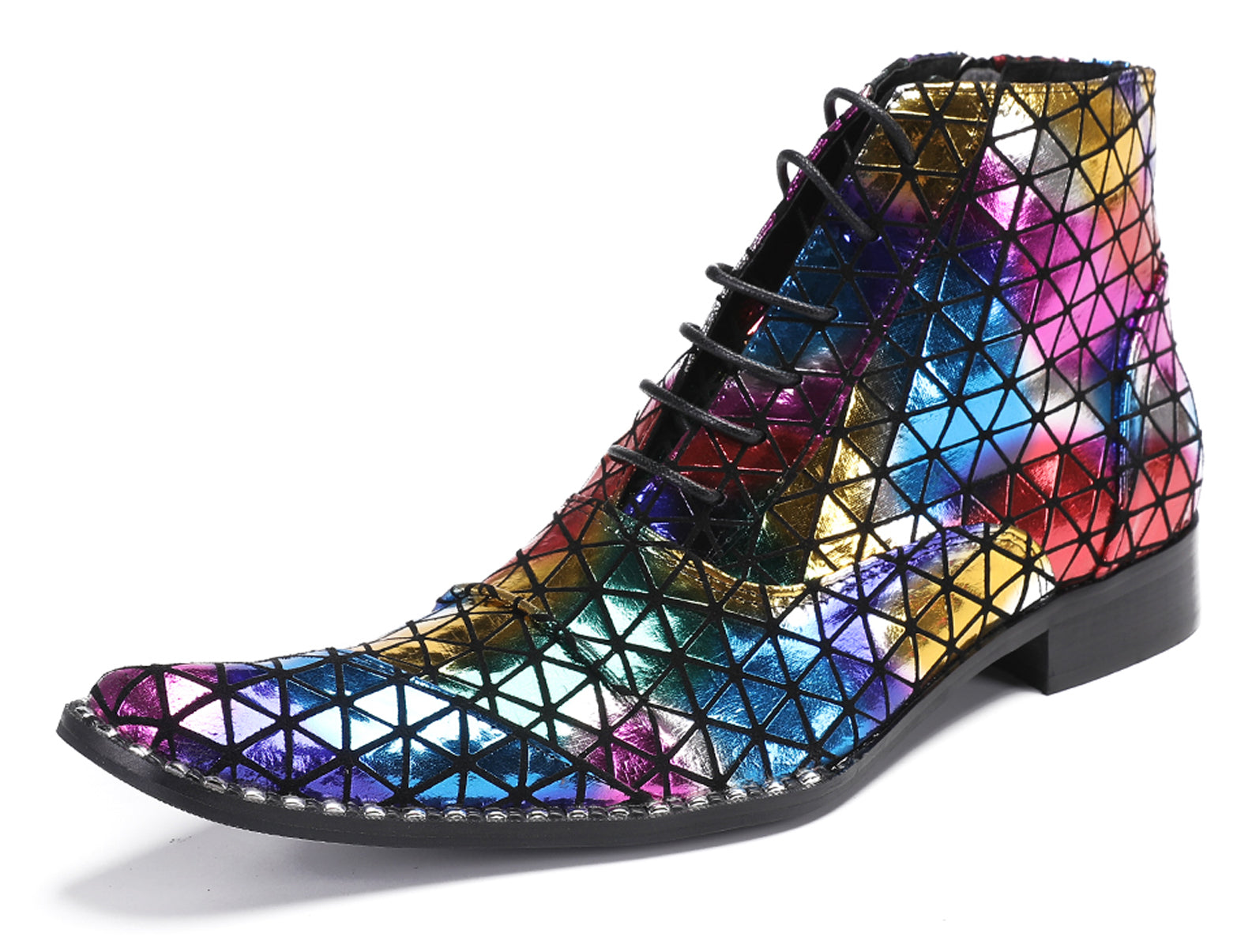 Mens Colorful Plaid Party Oxfords Boots