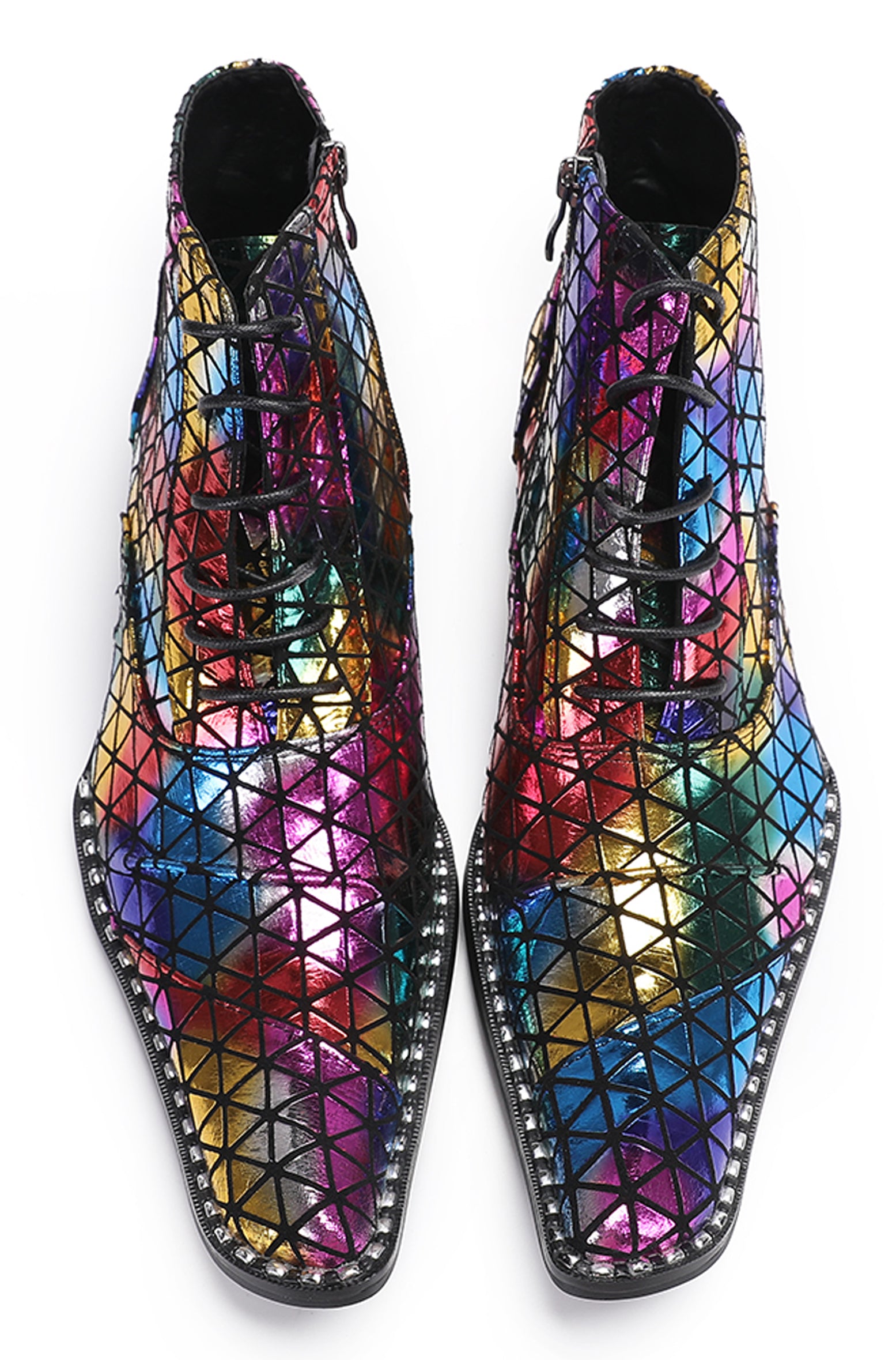Mens Colorful Plaid Party Oxfords Boots