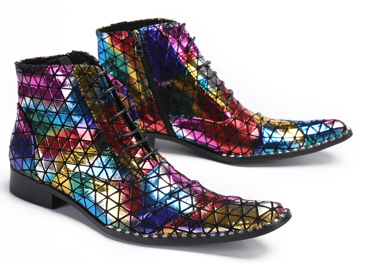 Mens Colorful Plaid Party Oxfords Boots