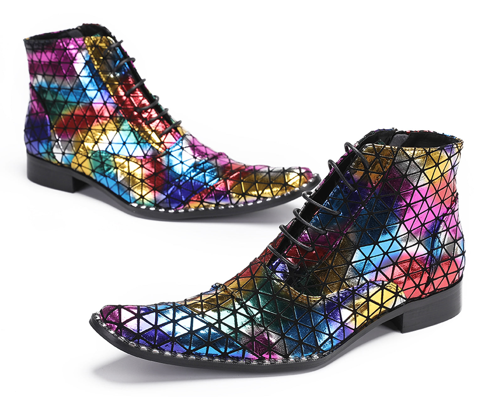 Mens Colorful Plaid Party Oxfords Boots