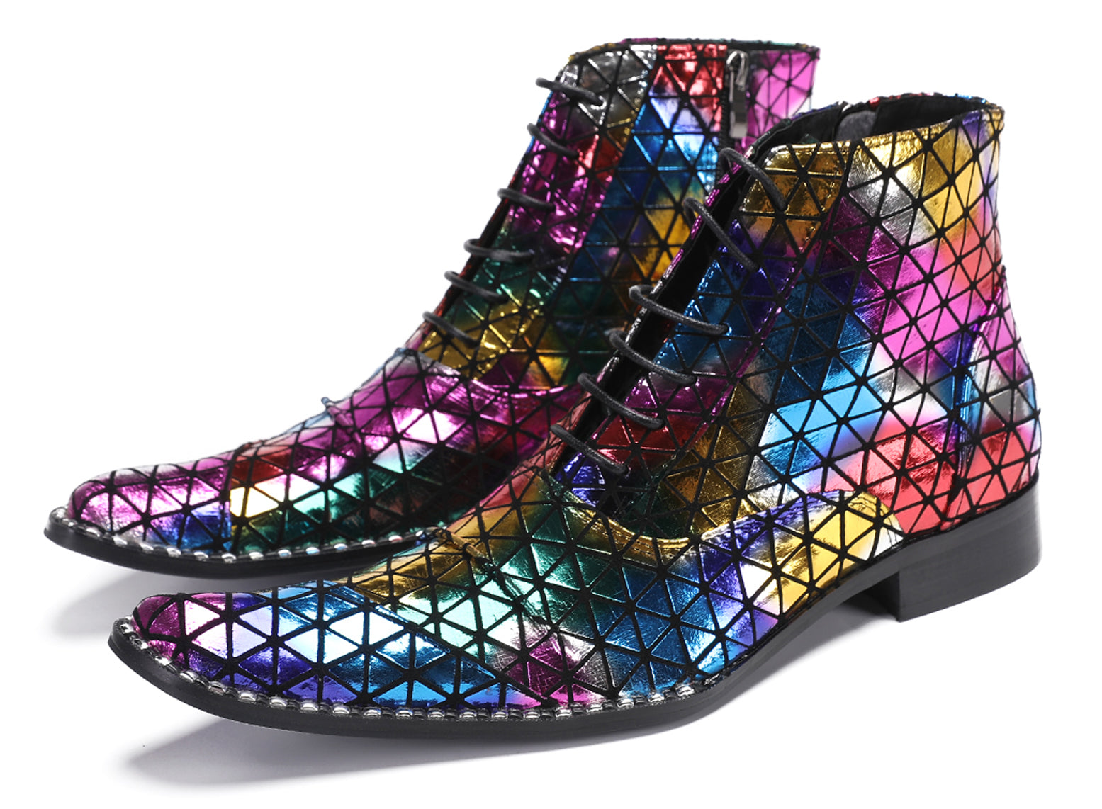 Mens Colorful Plaid Party Oxfords Boots