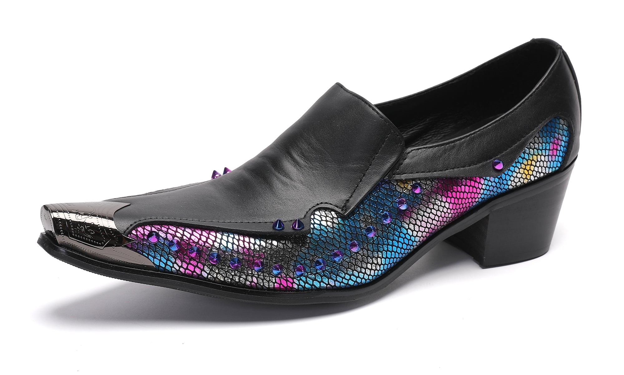 Men's Metal-Tip Toe Western Beads Penny Loafers