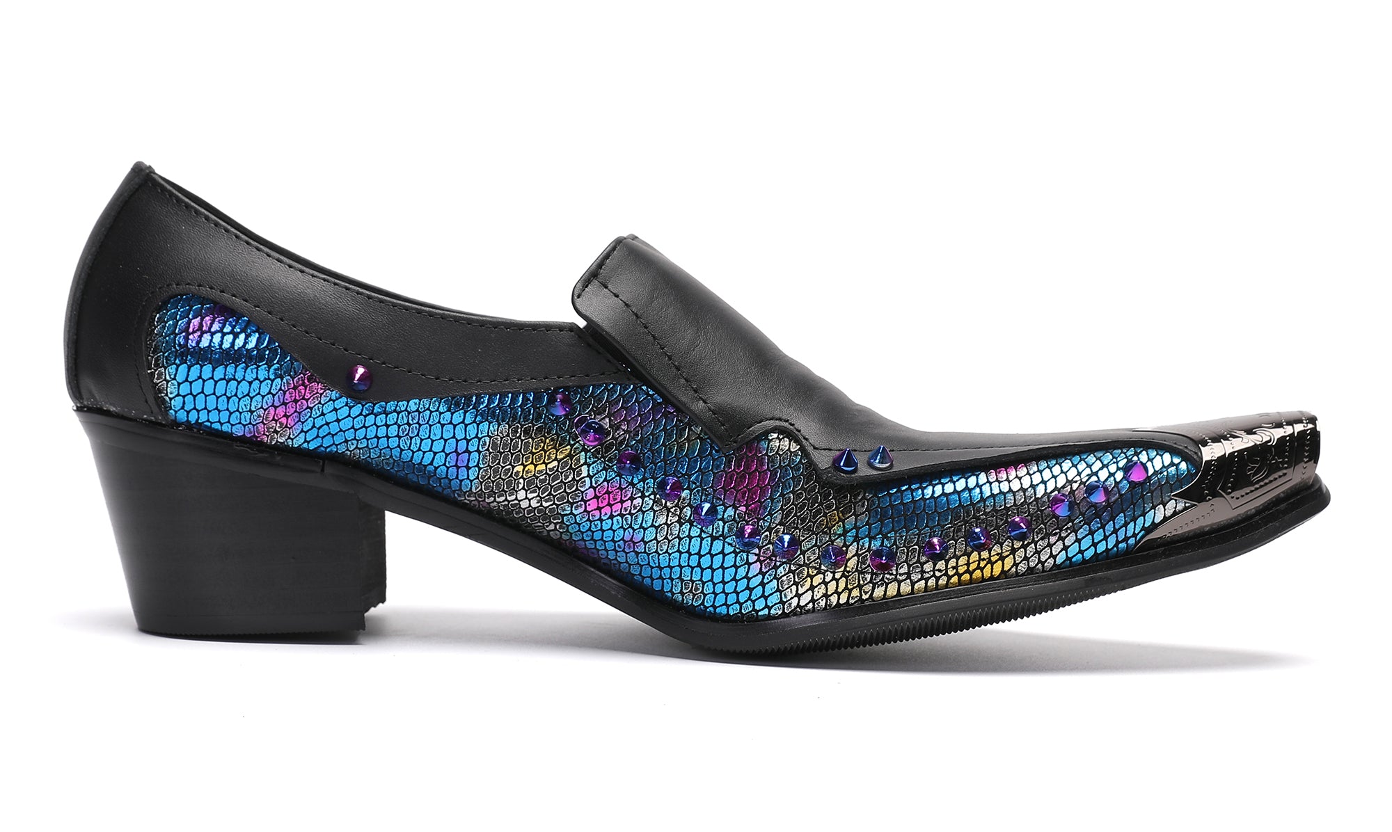Men's Metal-Tip Toe Western Beads Penny Loafers
