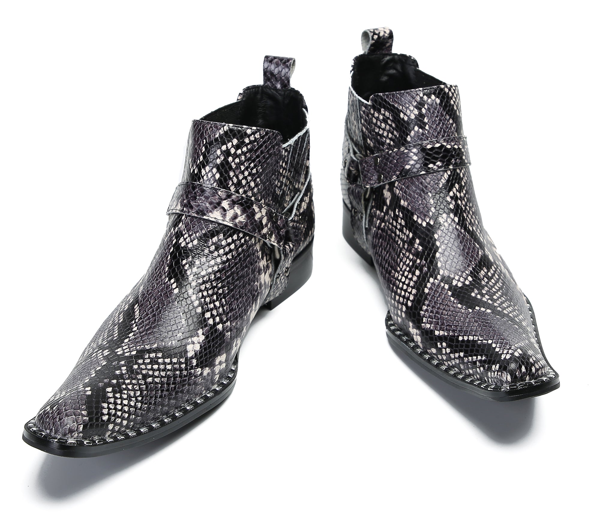 Men's Snakeskin Texture Chelsea Boots Western