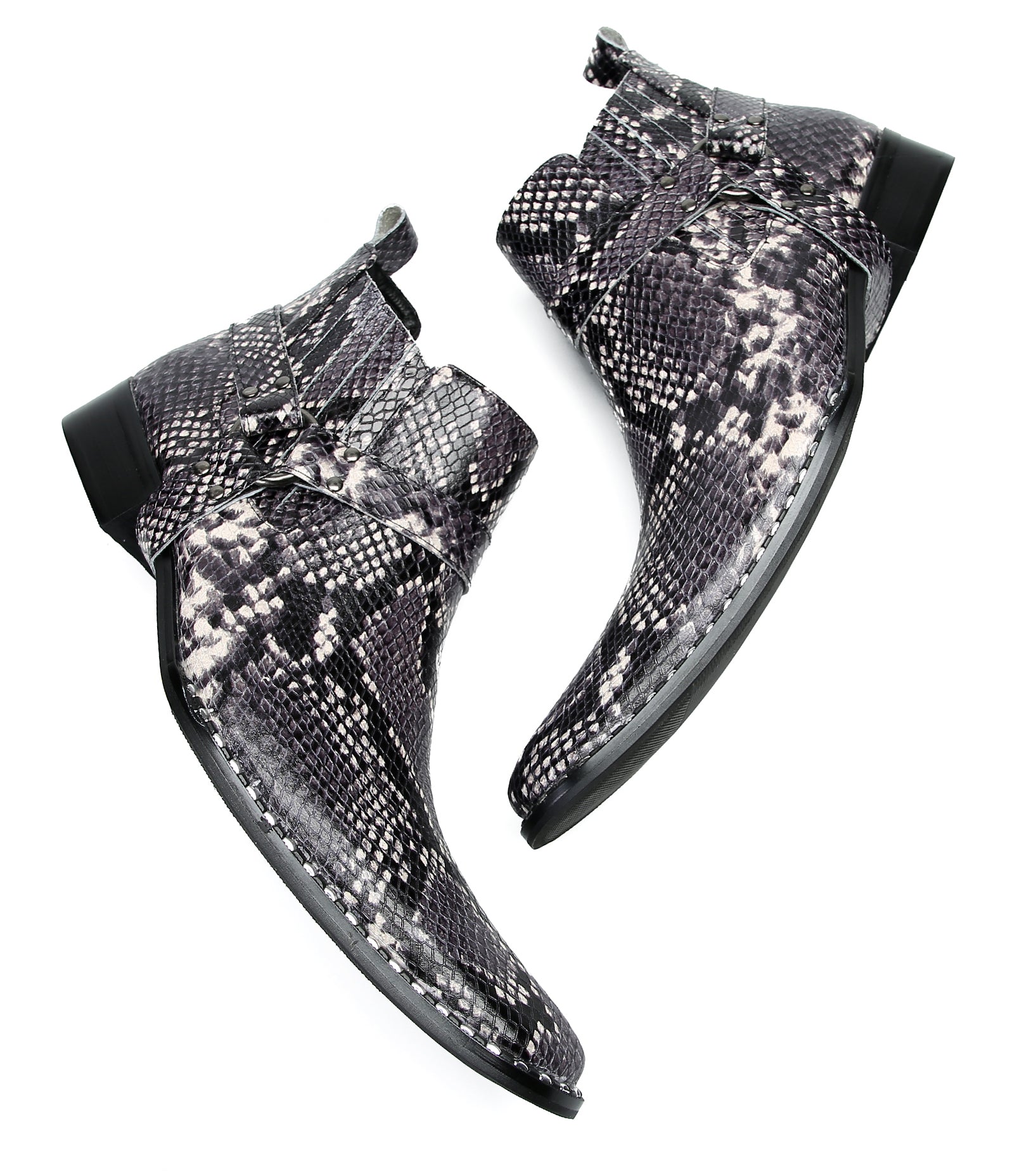 Men's Snakeskin Texture Chelsea Boots Western