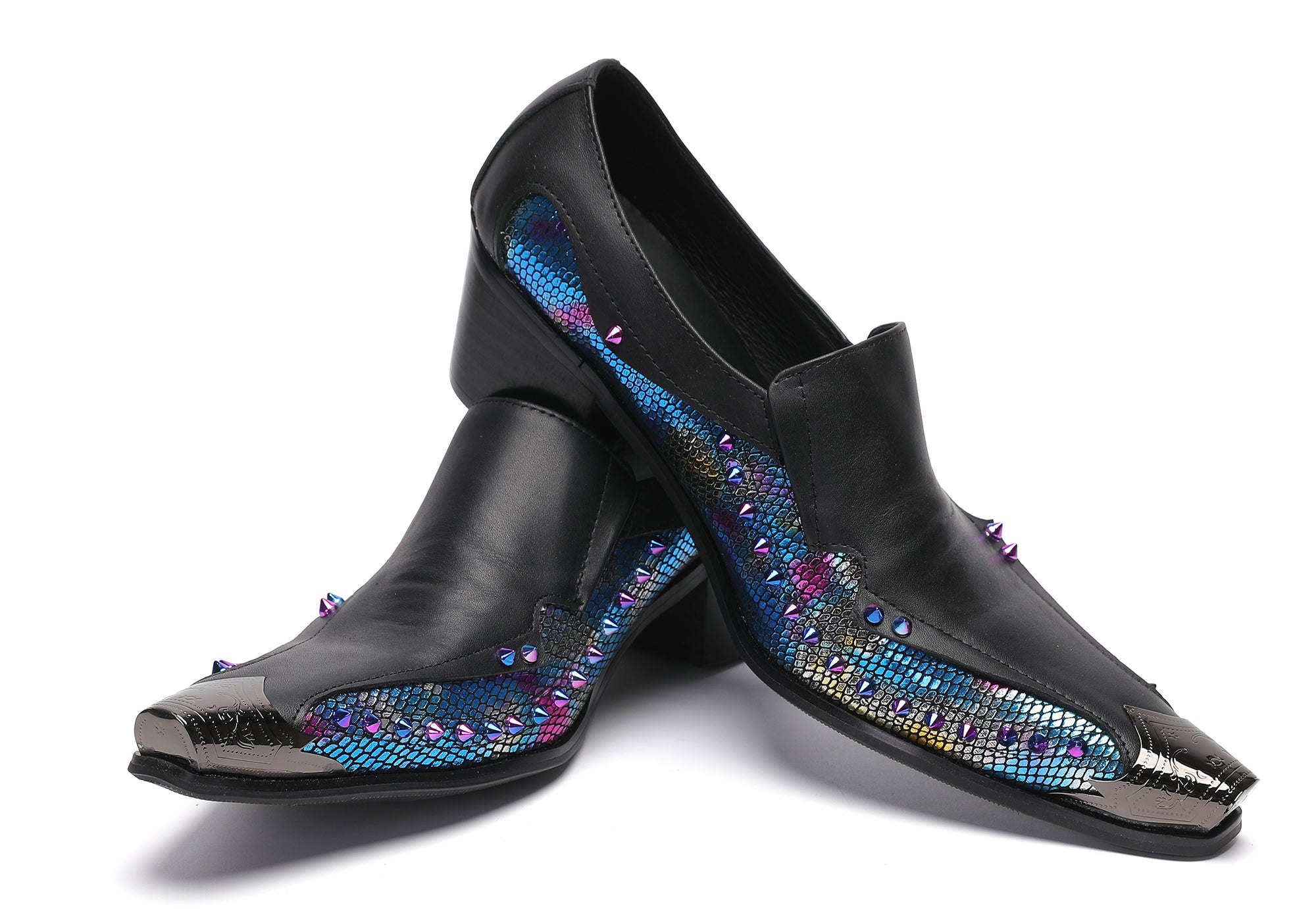 Men's Metal-Tip Toe Western Beads Penny Loafers