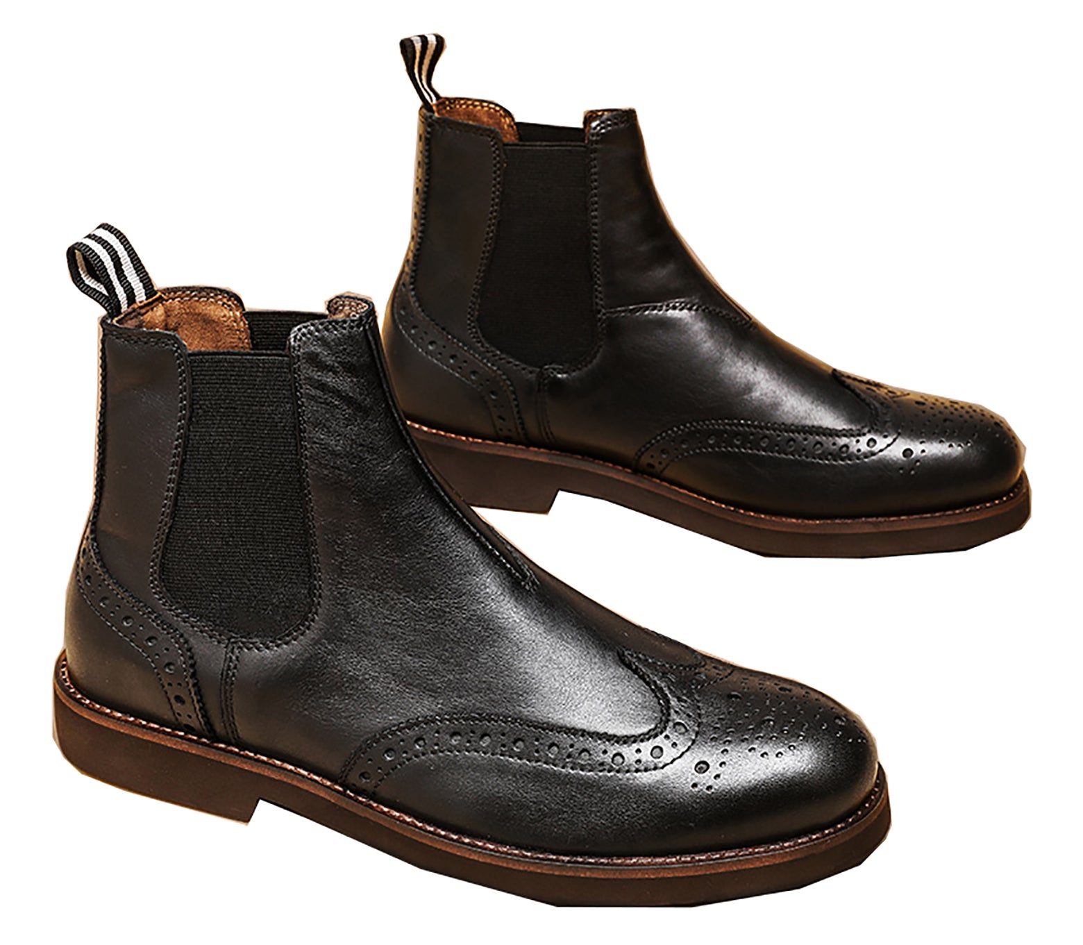 Men's Genuine Handmade Wingtips Brogues Chelsea Boots