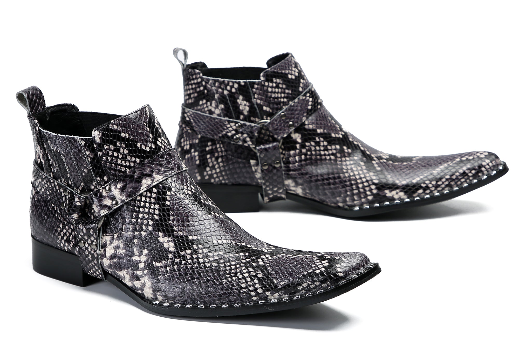 Men's Snakeskin Texture Chelsea Boots Western