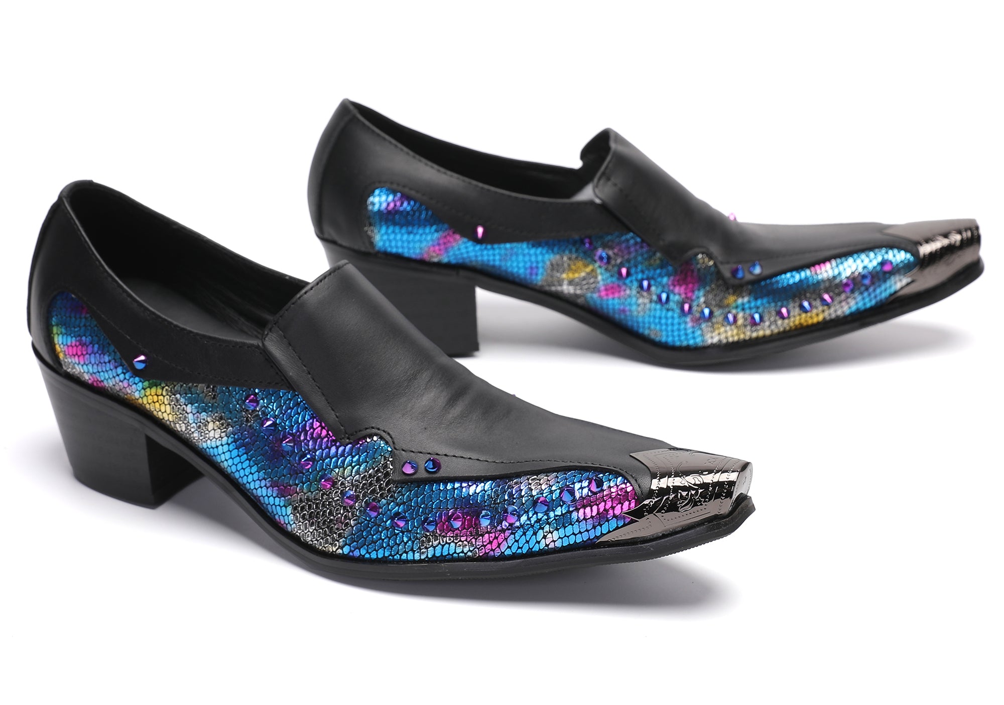 Men's Metal-Tip Toe Western Beads Penny Loafers