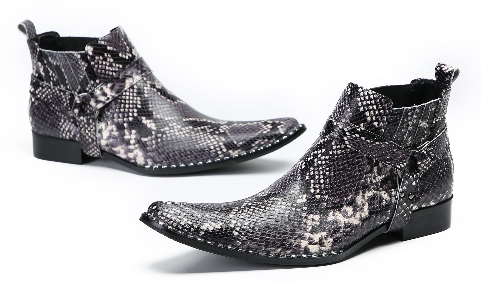Men's Snakeskin Texture Chelsea Boots Western