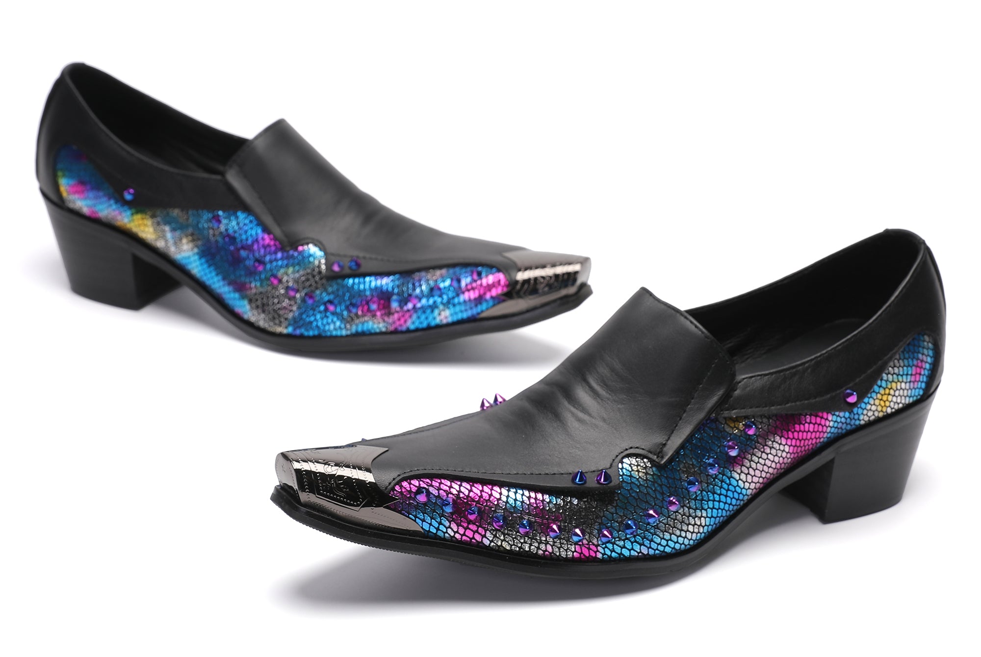 Men's Metal-Tip Toe Western Beads Penny Loafers
