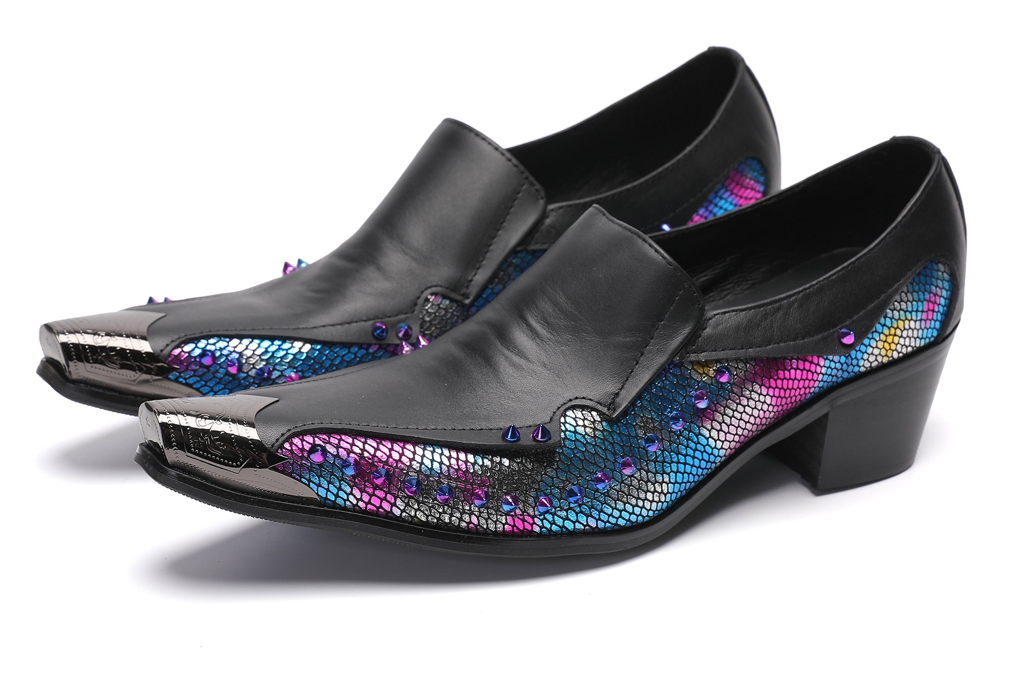 Men's Metal-Tip Toe Western Beads Penny Loafers