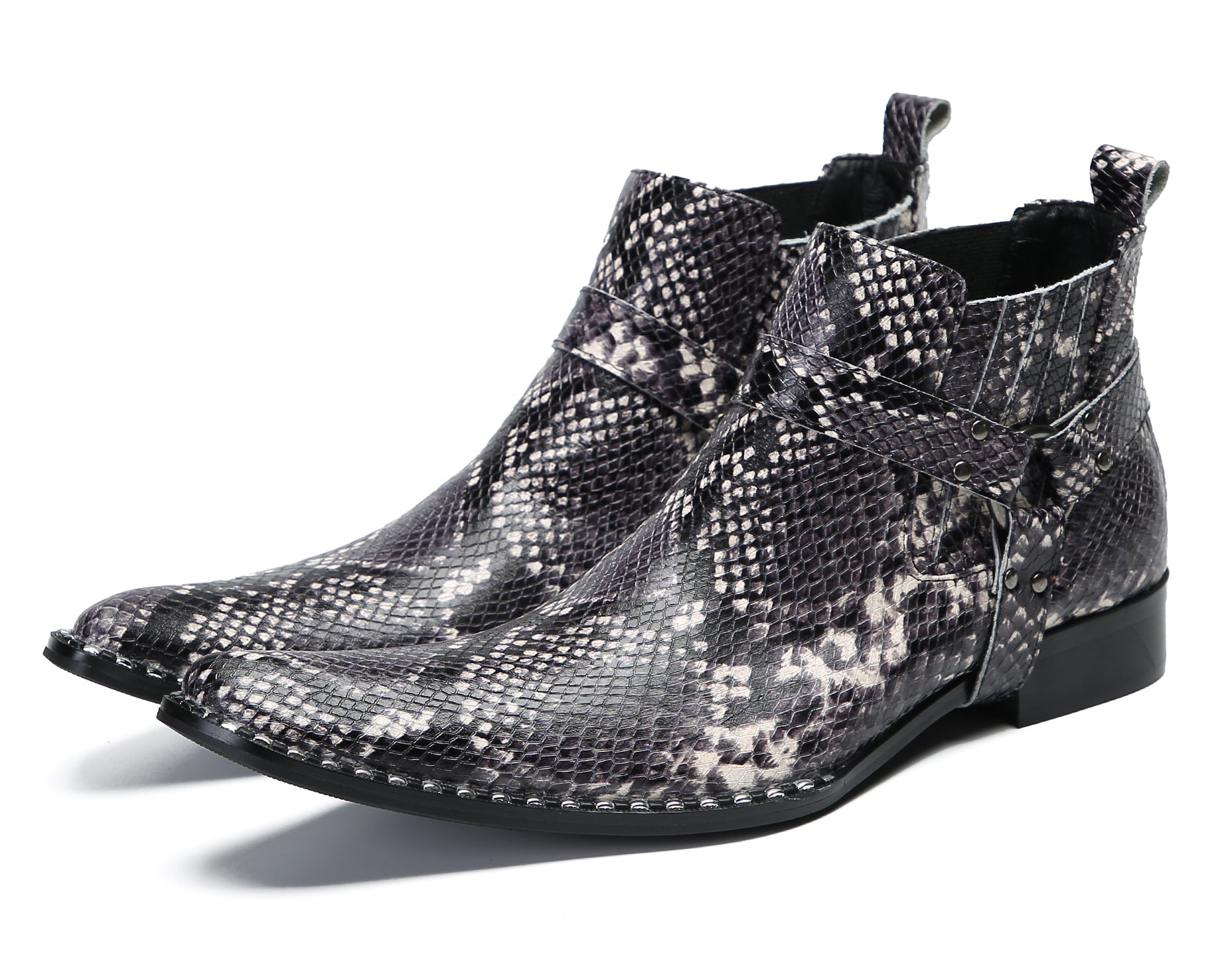 Men's Snakeskin Texture Chelsea Boots Western