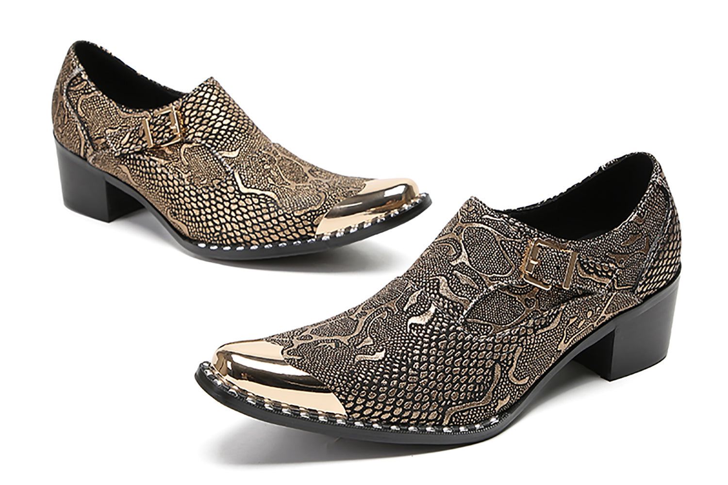 Men's Metal-Tip Western Buckle Loafers