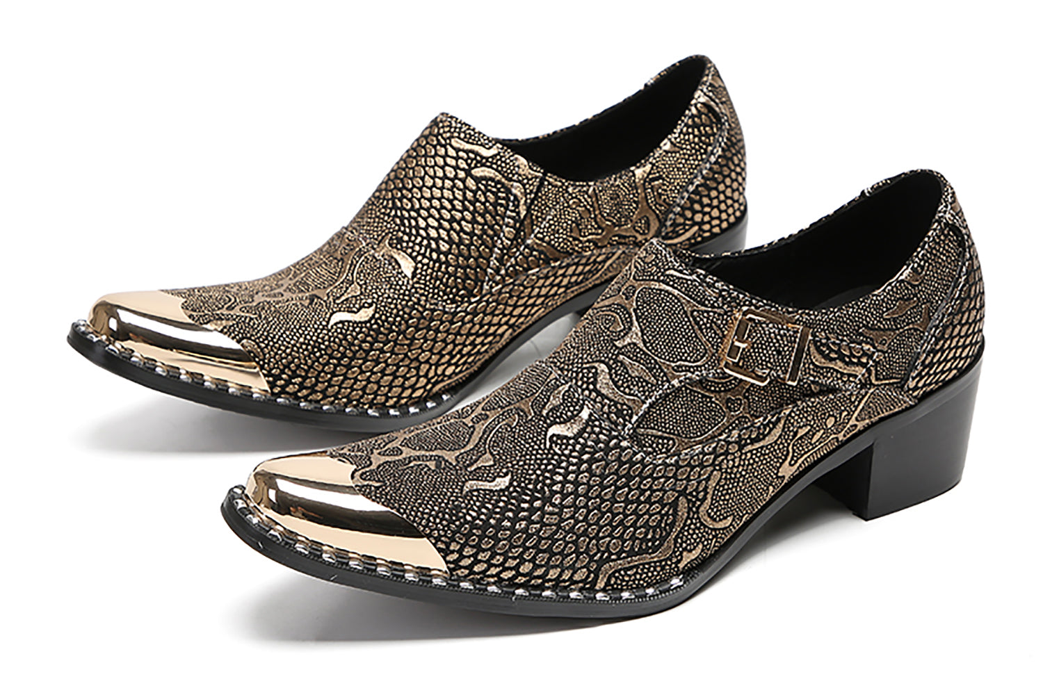 Men's Metal-Tip Western Buckle Loafers