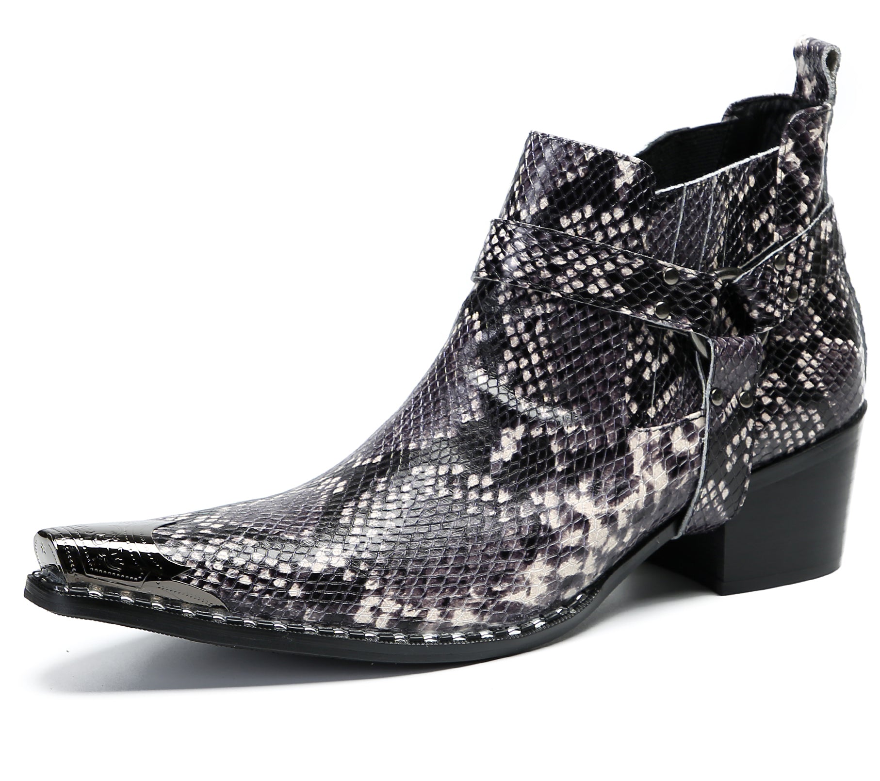 Men's Snakeskin Texture Chelsea Boots Western