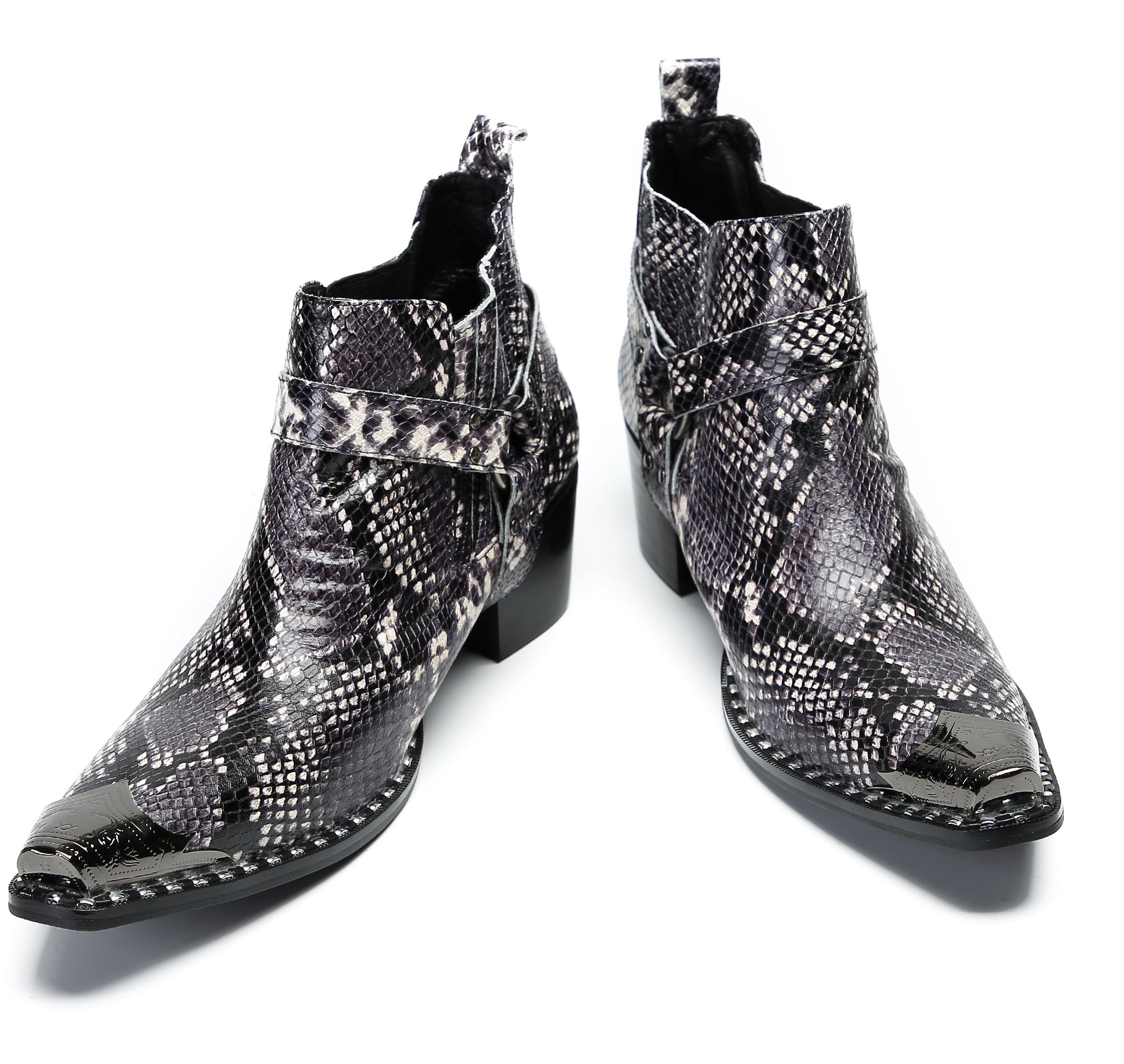 Men's Snakeskin Texture Chelsea Boots Western