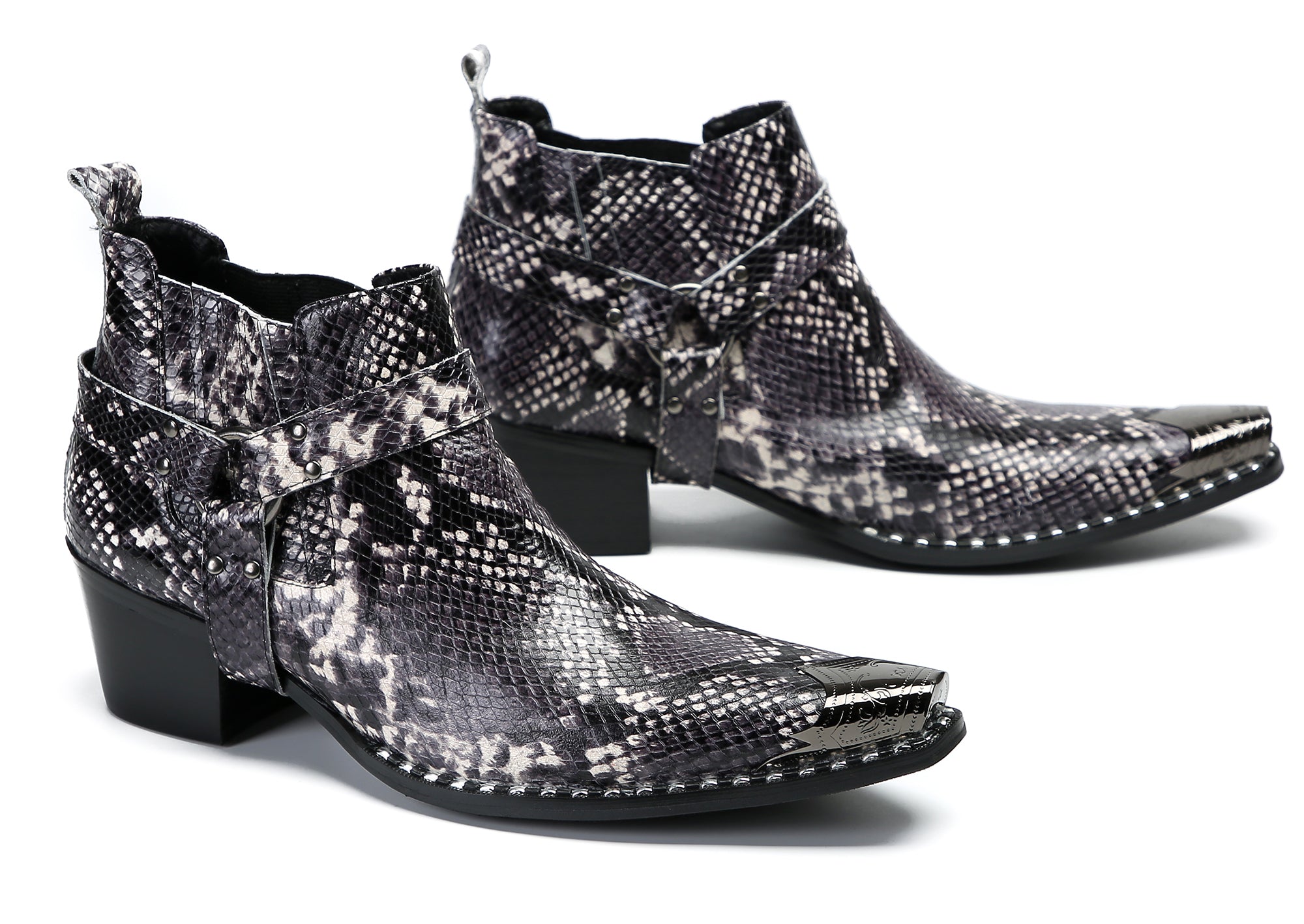 Men's Snakeskin Texture Chelsea Boots Western