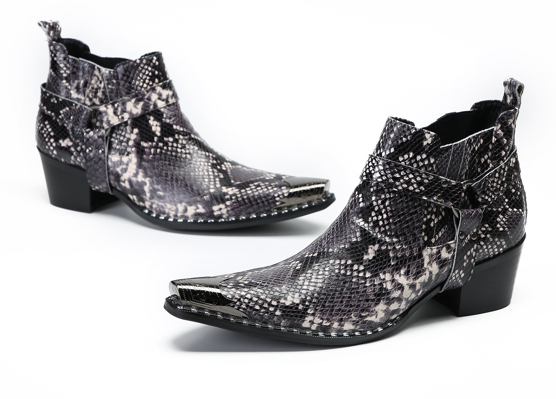 Men's Snakeskin Texture Chelsea Boots Western