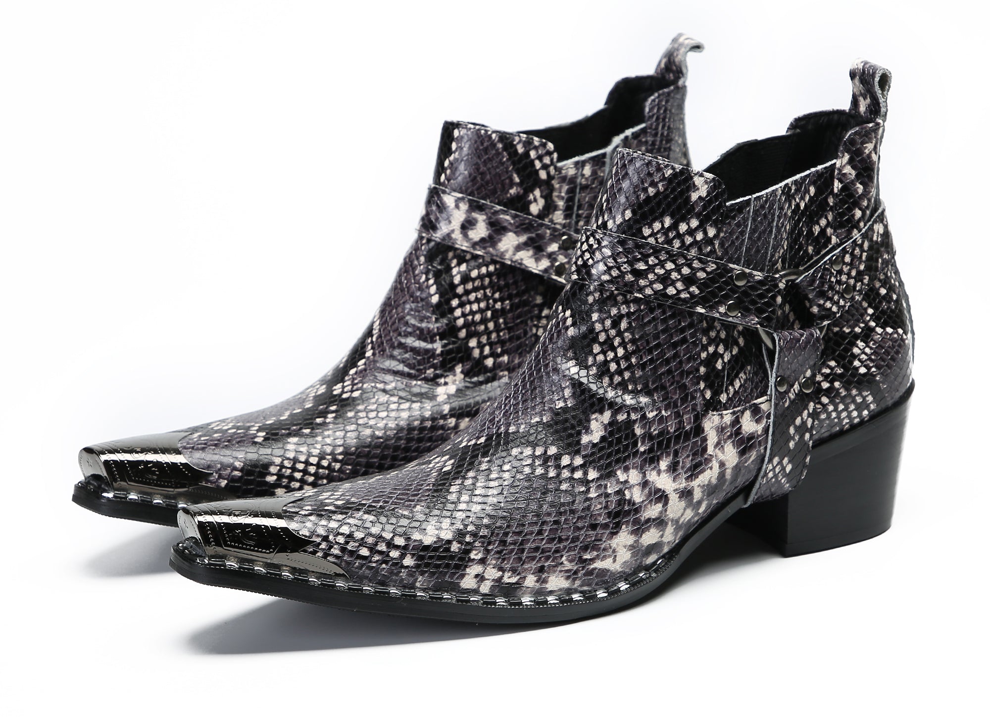 Men's Snakeskin Texture Chelsea Boots Western