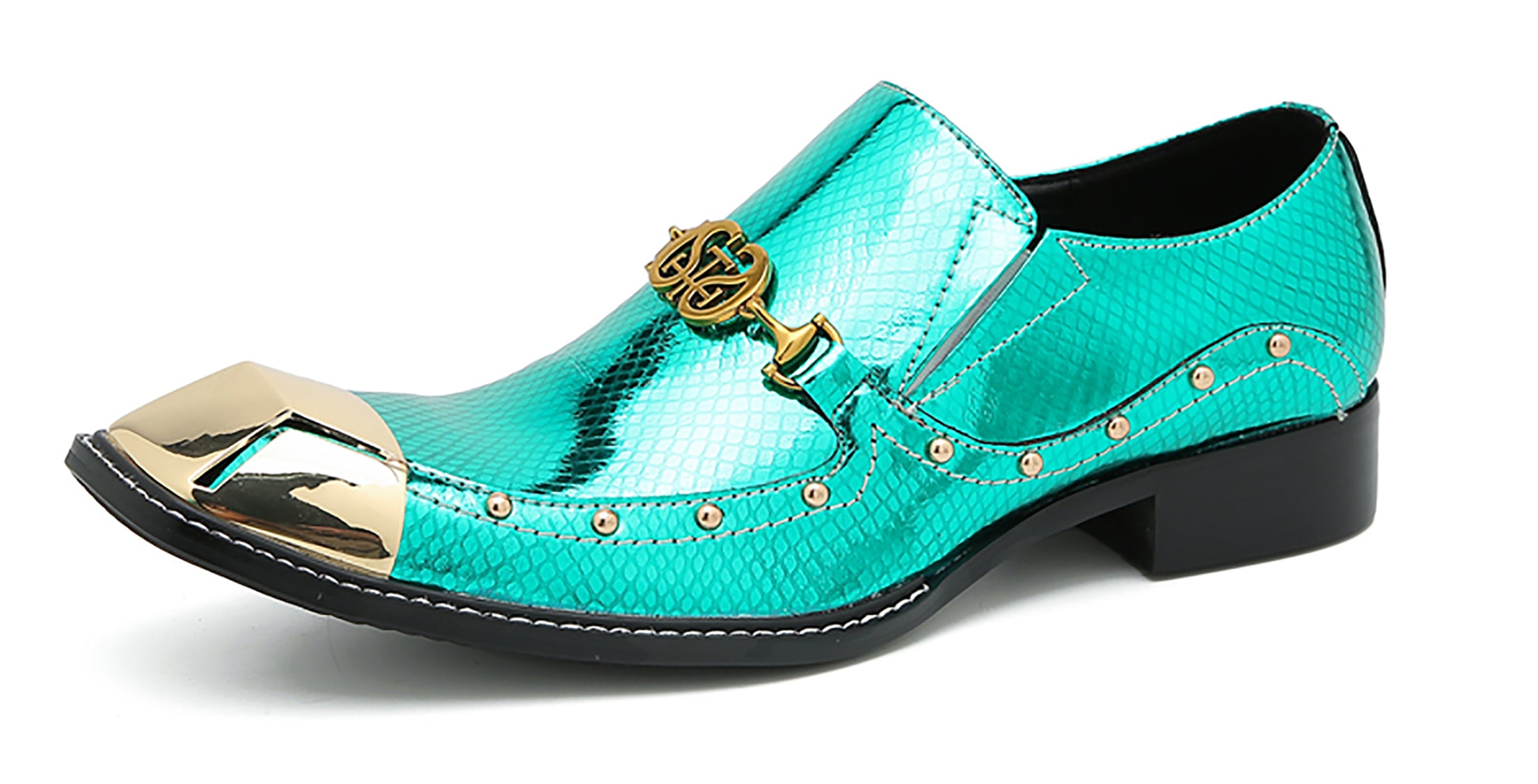 Men's Metal-Square Toe Western Horsebit Loafers