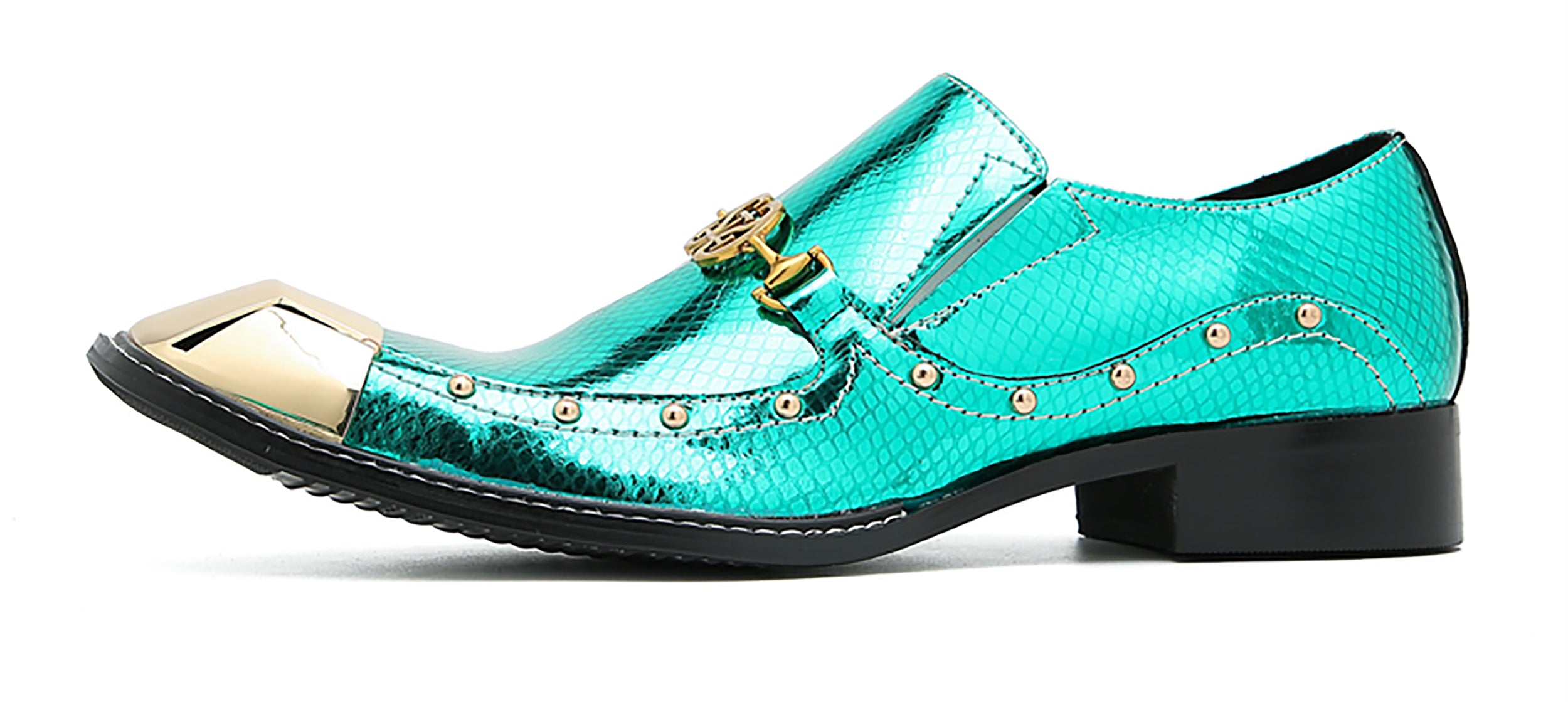 Men's Metal-Square Toe Western Horsebit Loafers