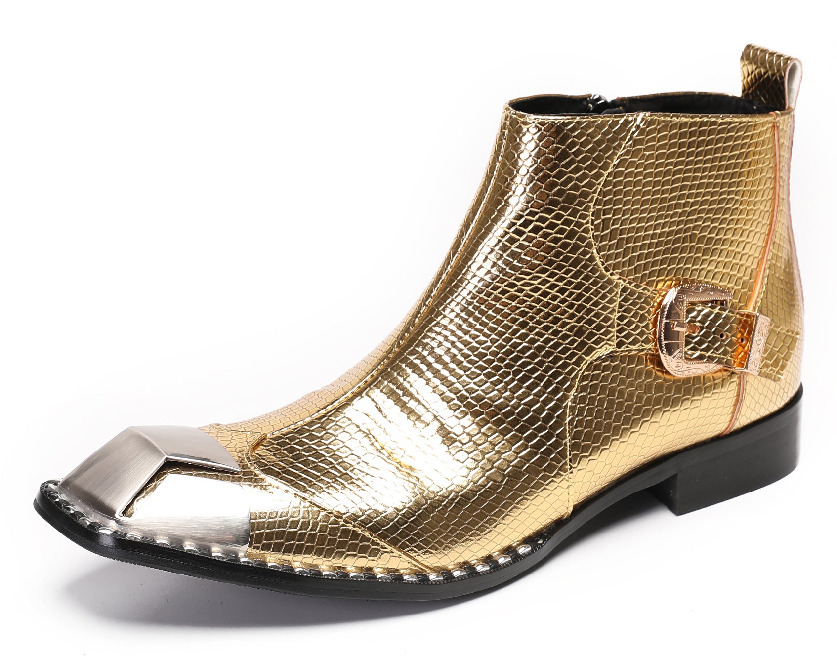 Mens Party Casual Zipper Buckle Western Boots