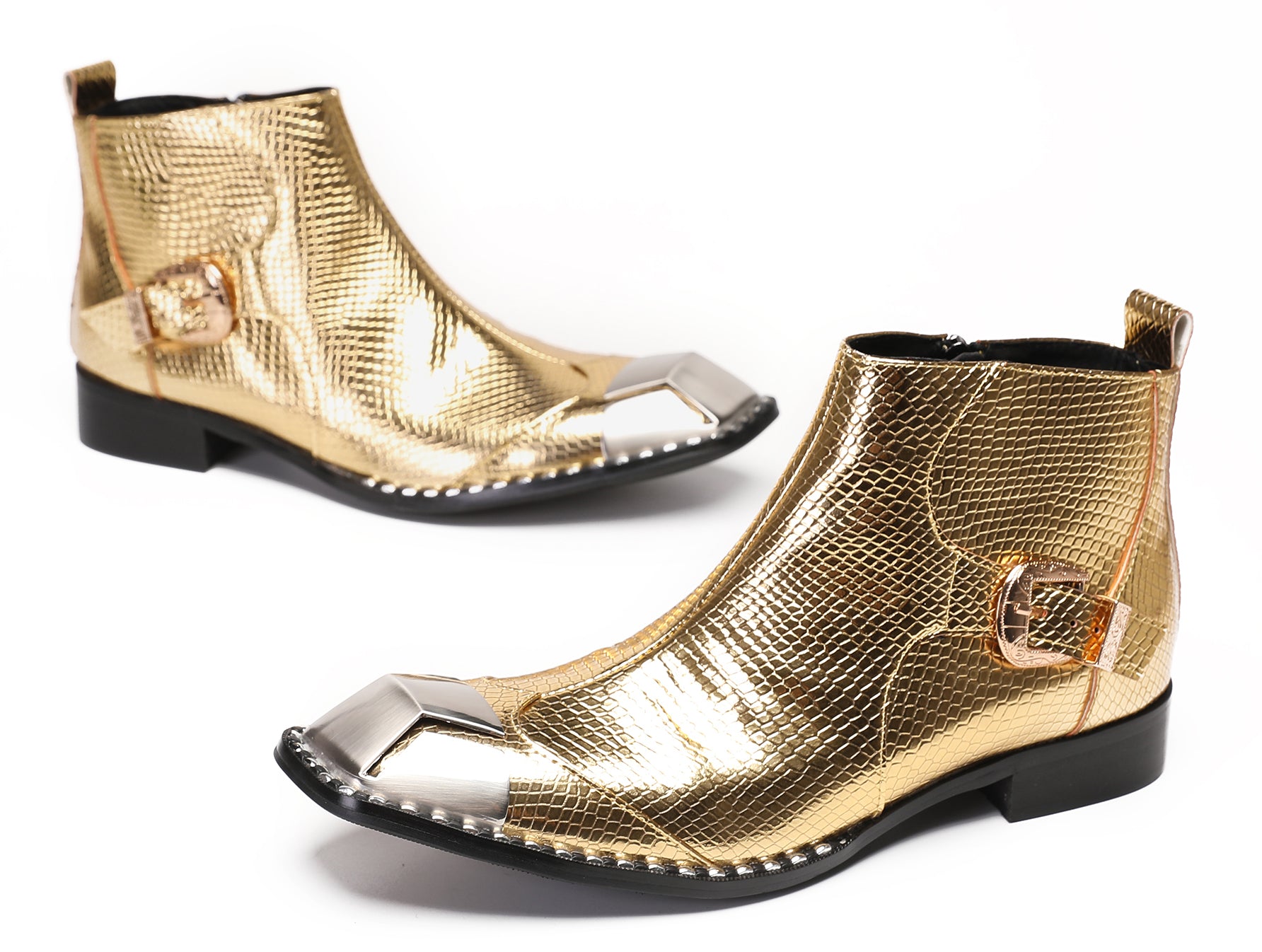 Mens Party Casual Zipper Buckle Western Boots