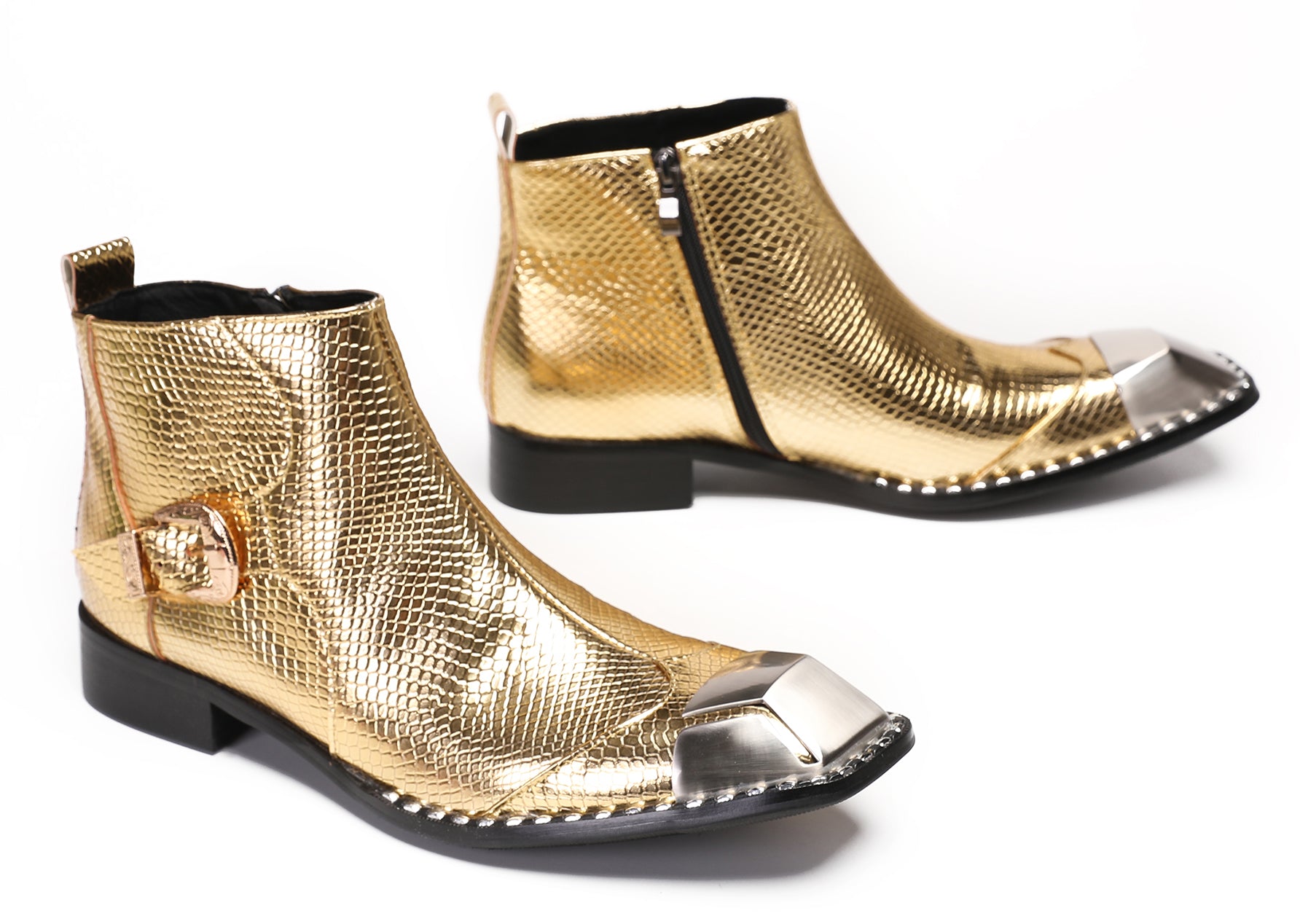 Mens Party Casual Zipper Buckle Western Boots
