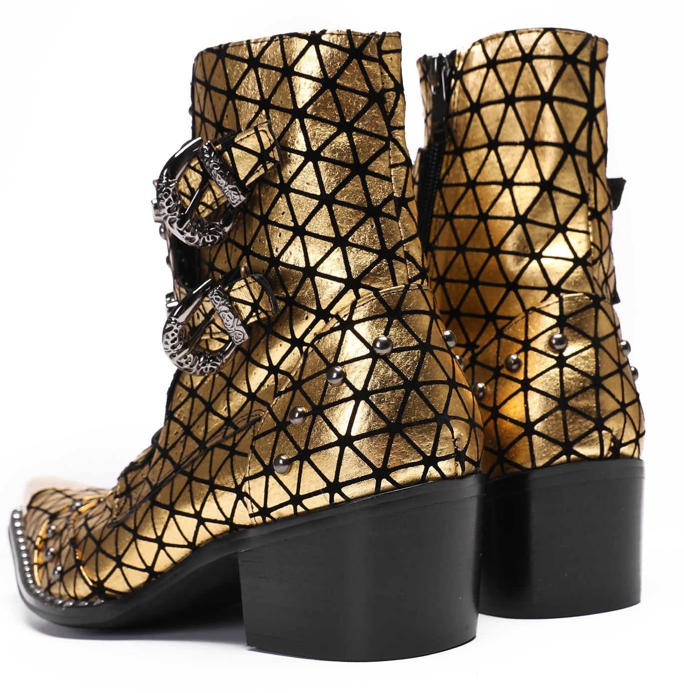 Mens Casual Meatal Tip Toe Studded Western Boots