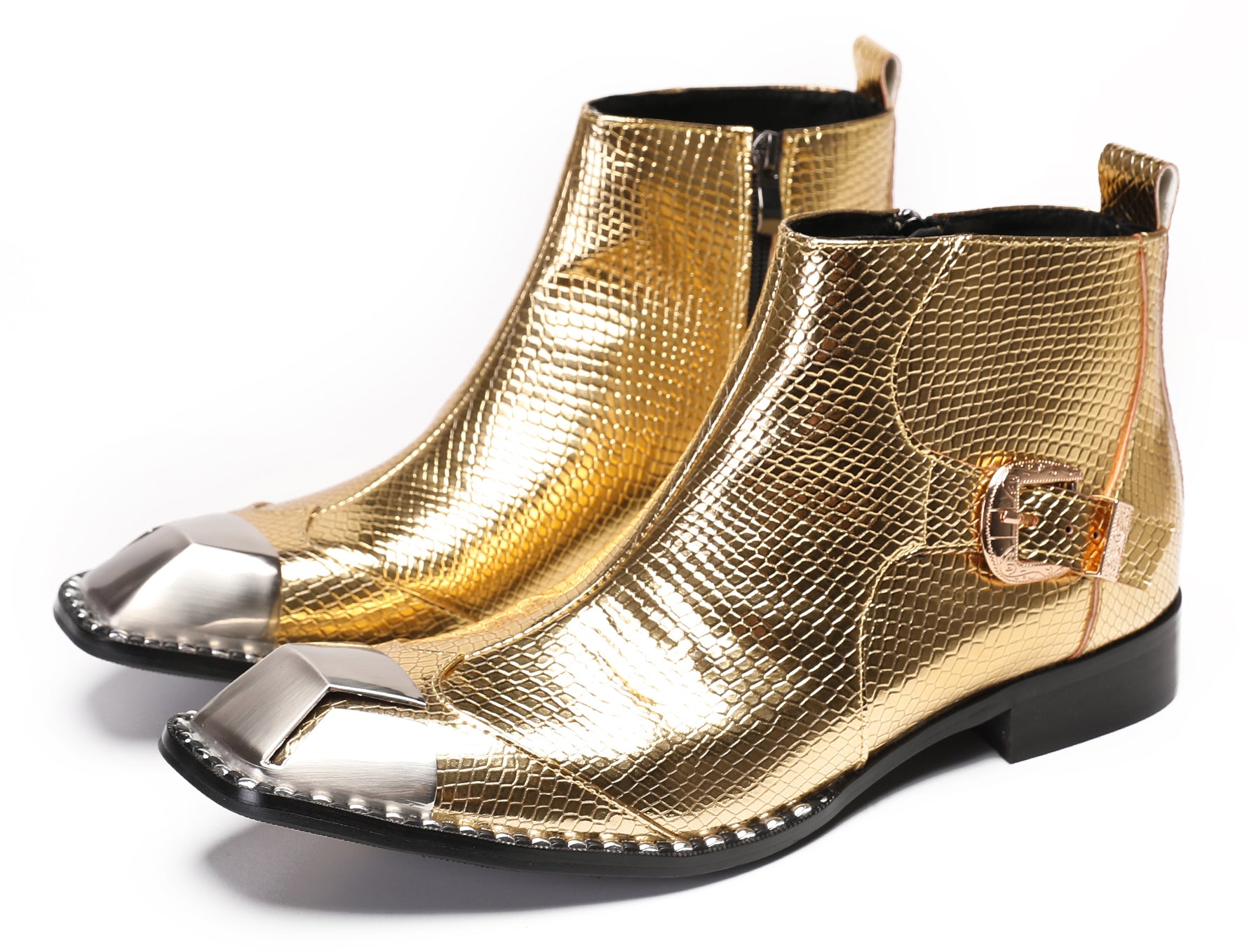 Mens Party Casual Zipper Buckle Western Boots