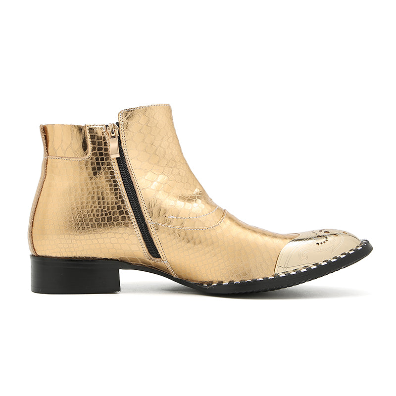 Botas vaqueras con botones y punta de metal para hombre