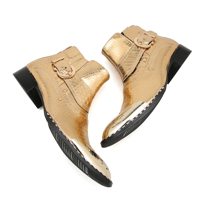 Botas vaqueras con botones y punta de metal para hombre