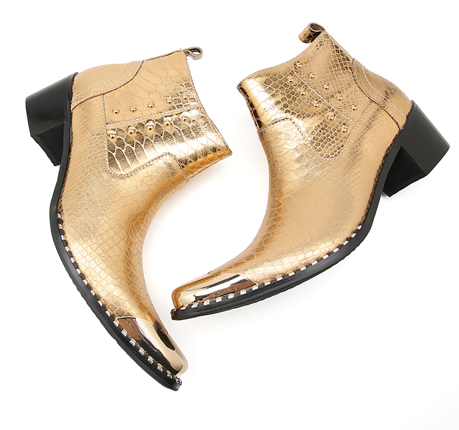 Botas vaqueras con puntera metálica y cuentas para hombre
