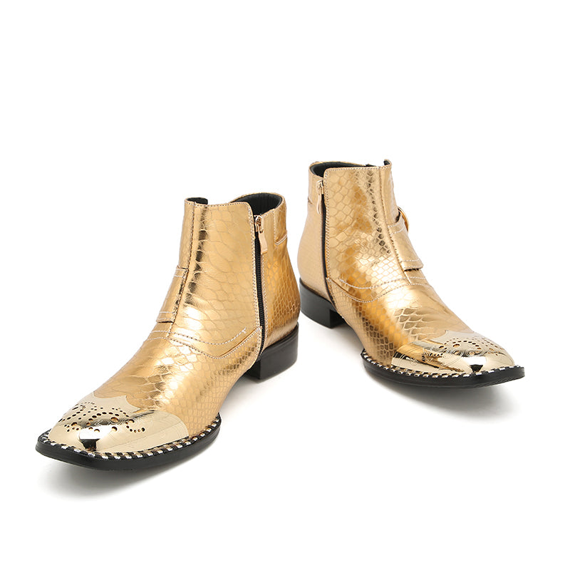 Botas vaqueras con botones y punta de metal para hombre