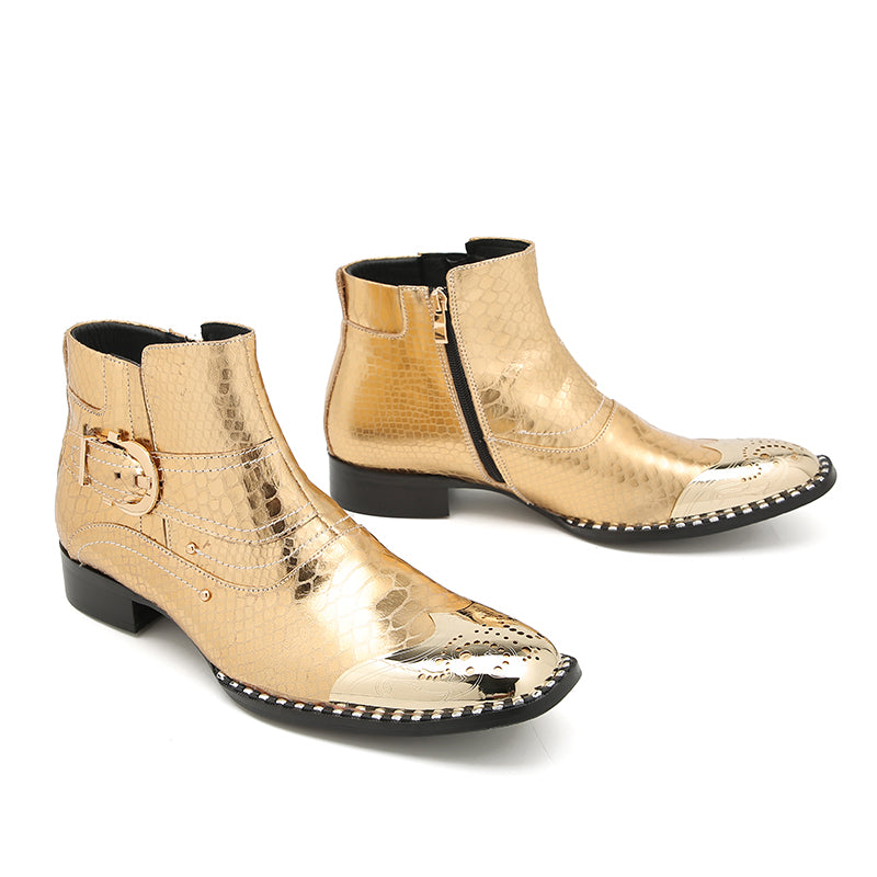 Botas vaqueras con botones y punta de metal para hombre