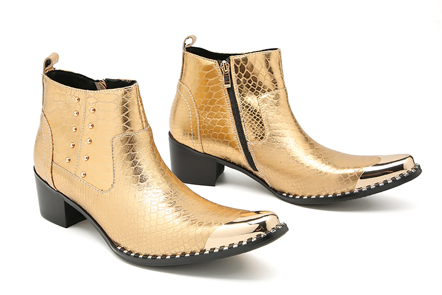 Botas vaqueras con puntera metálica y cuentas para hombre