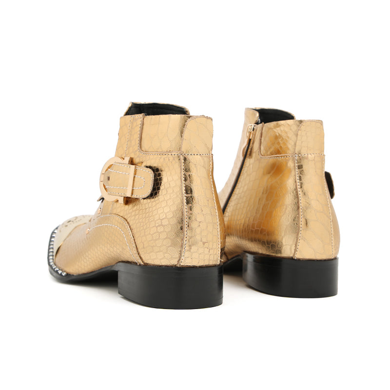 Botas vaqueras con botones y punta de metal para hombre