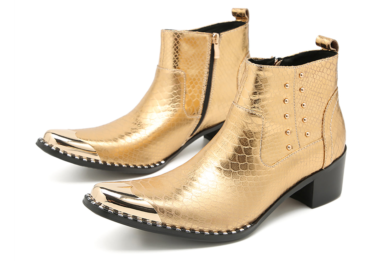 Botas vaqueras con puntera metálica y cuentas para hombre